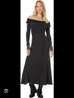 Free People Monty Thermal Waffle Free People Dress M Black